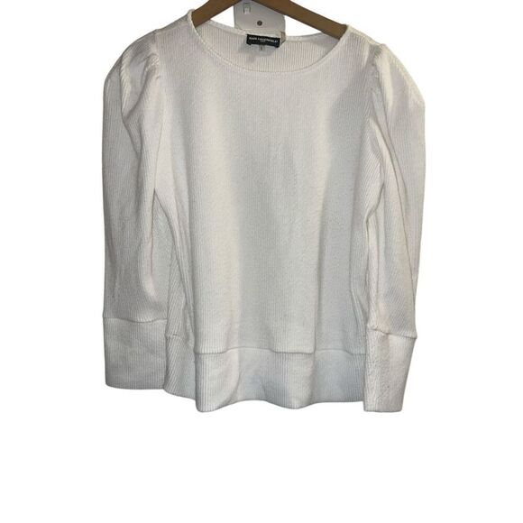 ✨Karl Lagerfeld Paris Womens Knit Ribbed Crewneck Sz Large Sweater White✨ - Picture 3 of 6